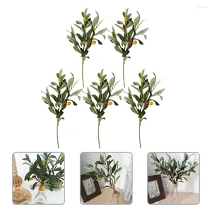 Fleurs décoratives, 5 pièces, branche d'olivier artificielle, Simulation de fausses plantes, décorations pour la maison, Faux arbre à tige