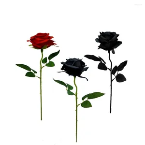 Fleurs décoratives 5 pcs Black Rose Imitation Wedding Home Decoration Artificial Flower Hand Prop