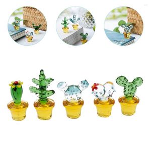Decoratieve bloemen 5 pc's geblazen cacti figuur autoset tabletop simulatie planten bureaublad decor cactus decoratie standbeeld glas potten