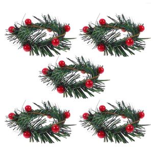 Fleurs décoratives 5 pcs anneaux de Noël décor fleur guirlande mini couronne murale décoration suspendue couronnes d'automne artificielles pour piliers