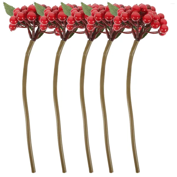 Flores decorativas 5 PCS Fake Berry Rames para ornamentos artificiales decoraciones navideñas decoraciones de navidad