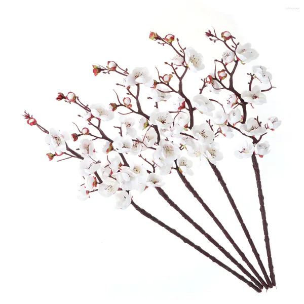 Fleurs décoratives 5 pcs Fake Plum Blossom Cherry Decor Peach Peach Artificial Flower Wedding Decoration décorer