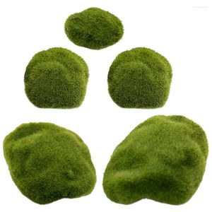 Decoratieve bloemen 5 stuks Faux Stone Bonsai Stones Micro Landscape Moss Imitated Mossy Props Foam Green