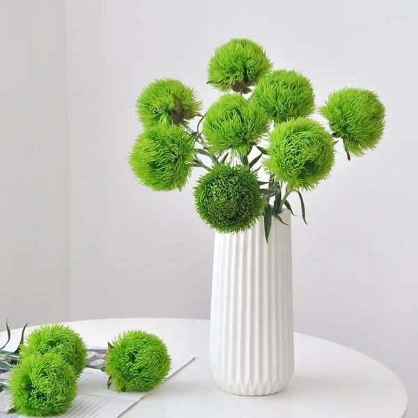 Fleurs décoratives 5 pcs verts dianthus latex boules d'oignon fausses plantes diy bouquet mariage décoration de fête de fête artificielle