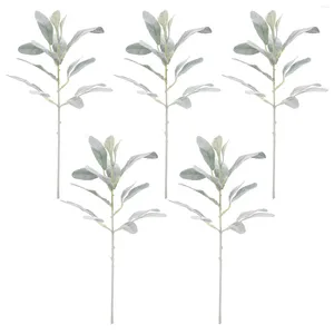 Fleurs décoratives 5 pièces, Imitation feuilles d'oreille de mouton, couronne verte, plante de décoration de fête à thème Jungle
