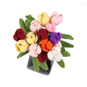 Fleurs décoratives, 5 pièces, tulipes de couleurs mélangées, ornements de Table artificiels pour la maison, Simulation de Bouquet fait à la main, bricolage de haute qualité