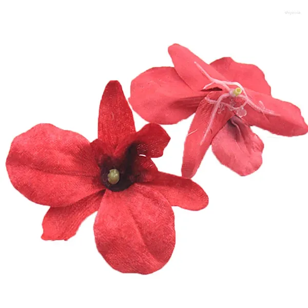 Fleurs décoratives 5 pcs orchidées de soie artificielle tête de fleur bricolage couronne mini-décoration de mariage artisanat coffre cadeau scrapbooking faux