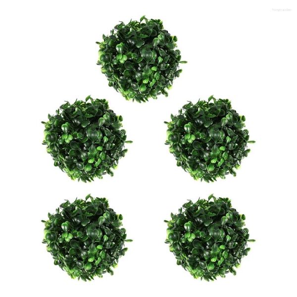 Fleurs décoratives 5 pcs plantes artificielles d'herbe artificielle ornement de fausses balles topiaires en plastique planta