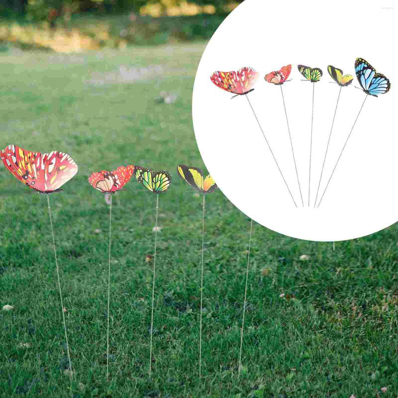 Fleurs décoratives 5 pcs bouchons papillon ensemble décorations de tournesol décorations libellules en plastique jardin enjeux enjeux