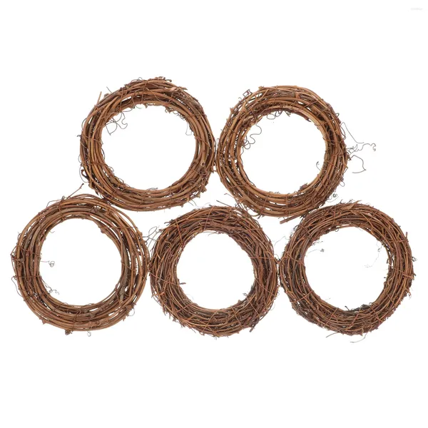 Flores decorativas 5 PCS Rattan Garland Diy Diy Puerta de la pared Corona de otoño Celería Hoops de uva para colgante