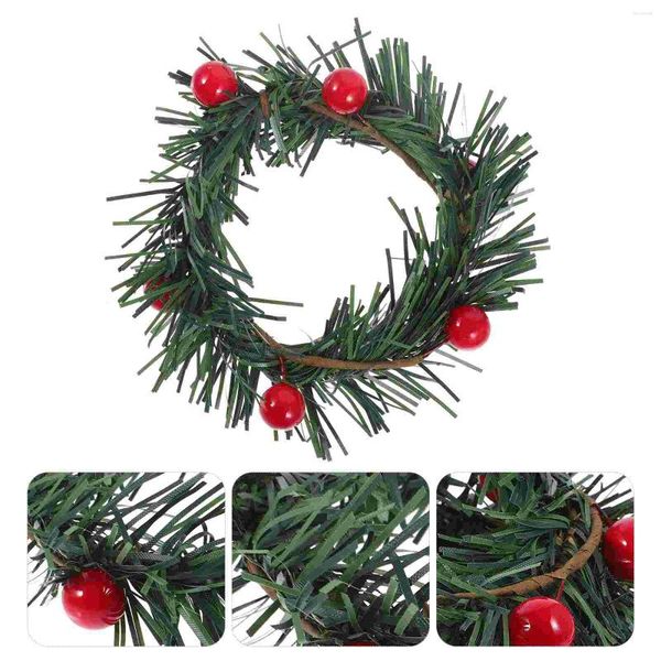 Anneaux de fleurs décoratives, 5 pièces, décorations de porte de noël, Mini couronnes suspendues, maison en plastique d'automne