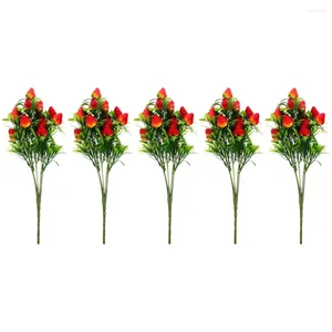 Fleurs décoratives 5 pcs Simulate Strawberry Fake tiges Vases Home Decor Fruit Branches Christmas