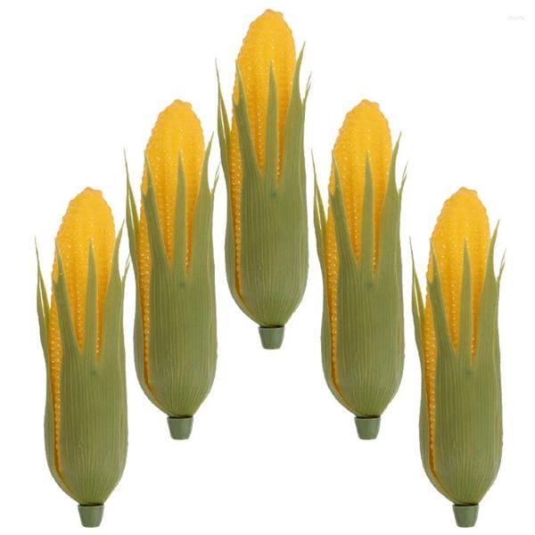 Flores decorativas 5 Pcs Simulación Decoración de maíz Proporro falsa Pilar de vegetales artificiales Props de plástico simulado