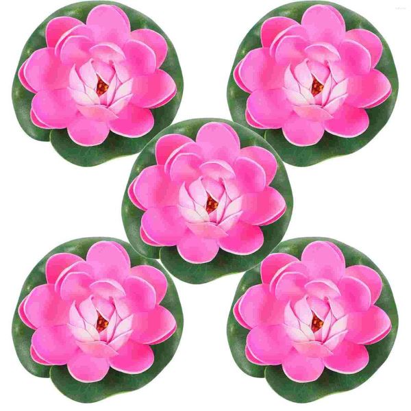 Fleurs décoratives 5 pièces Simulation feuille de Lotus artificielle pour plantes de décoration flottant ornement en mousse de fleur de Lotus