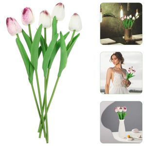 Flores decorativas 5 Pcs Simulación Tulip Decoración del hogar Tulipan