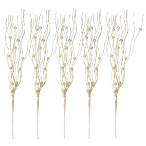 Decoratieve bloemen 5 pc's Spray Christmas Decorations for Table Pearl Garland Plastic Fake Plant Branch