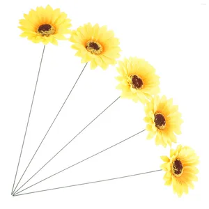 Decoratieve bloemen 5 pc's Zonnebloem Tuin Decoratie Lawn Sign Form Land Stake Yard Ornament Silk Cloth Insert Outdoor Decorations