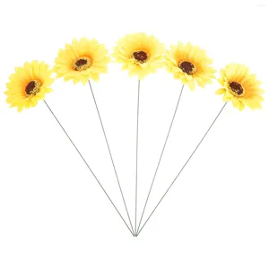 Decoratieve bloemen 5 pc's Sunflower Insert Stake Garden Sign Decoration Stakes Metal Yard Ornament