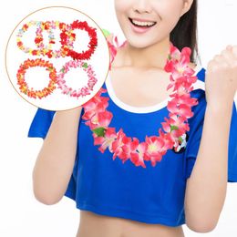 Flores decorativas 5 piezas Tropical Luau Party Favors Dress Up Beach Hula Dance Neck Loop Garland Ropa Accesorio de disfraz Niño