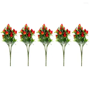 Fleurs décoratives 5 pcs vases décoration intérieure Bouquets artificiels de fraise simulé