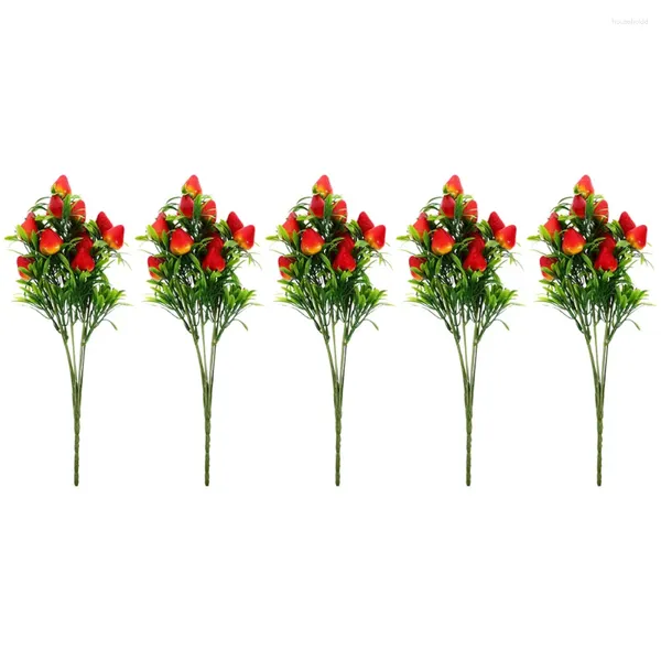 Fleurs décoratives 5 pcs vases décoration intérieure Bouquets artificiels de fraise simulé