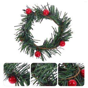 Decoratieve bloemen 5 pc's muurhangende decoratie ringen pilaren rood fruit mini kerstkrans plastic kransen tabel naald slinger