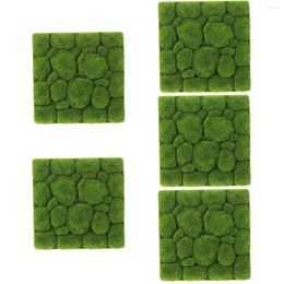 Fleurs décoratives 5 pièces carreaux muraux simulé mousse mousse panneau de simulation décoration de la maison fausses plantes d'ingénierie fausses fournitures d'intérieur