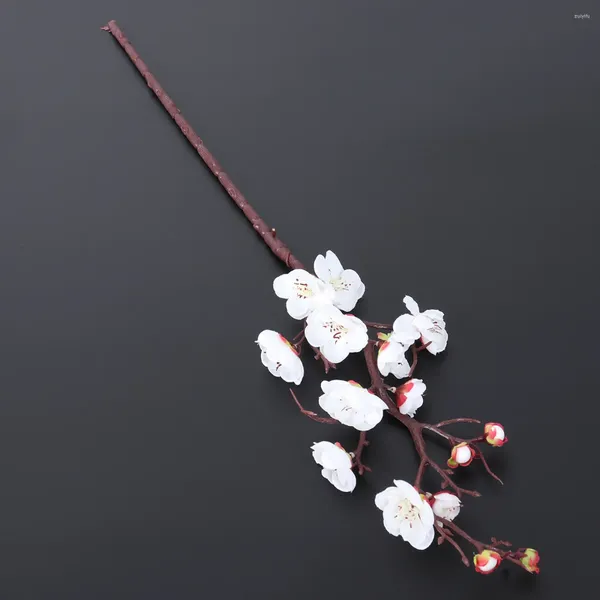 Fleurs décoratives 5 pcs Décor de mariage Fleur artificielle Plum Blossom Decoration Peach Blanc Faux