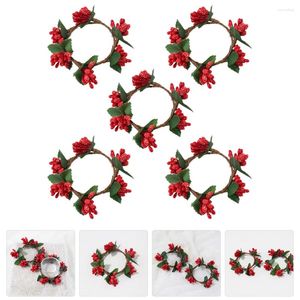 Decoratieve bloemen 5 stuks kerstkransen kerstdecor bessenringen pijlers doek feestornament kaarsen