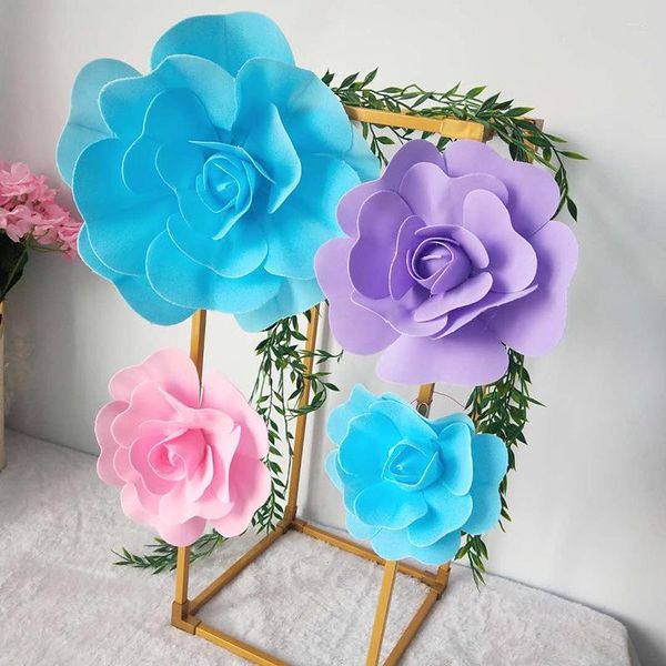 Fleurs décoratives 5 pièces de bouquet de roses artificielles en mousse PE pour la maison vidéo mur décoration de mariage bricolage fausse fleur