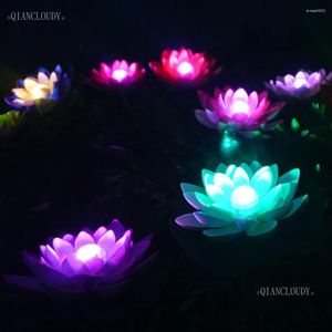 Fleurs décoratives 5 pièces télécommande têtes de fleurs artificielles étanche Lotus Lily couleur LED RGB submersible lumière étang mariage D32