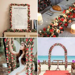 Fleurs décoratives 5 cordes pack artificiel 250cm vignes florales roses guirlande pour table de chambre anniversaire de mariage fête du jardin décor mural
