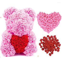 Fleurs décoratives 50/100/200pcs 1,4 pouces Mini mousse rose en vrac artificielle petites fausses têtes de roses bouquets de mariage cadeaux de la Saint-Valentin