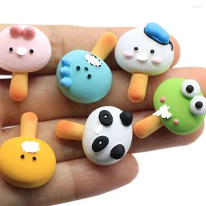Decoratieve bloemen 50/100/PCS Cartoon Resin Lollipop Biscuit Artificial Animal Panda Flog Flat Back voor Kawaii Phone Case Diy Craft