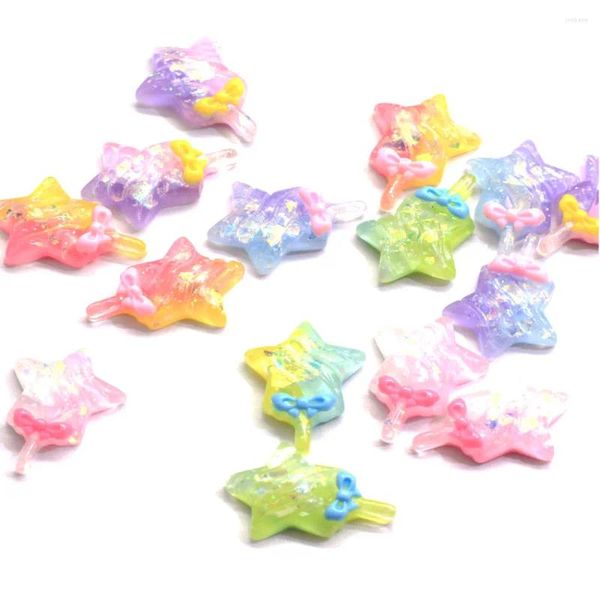 Fleurs décoratives 50/100 / PCS Couleur mignonne en gros belle résine étoile Candy Lollipop Flat Back Sticker Perles pour le téléphone ACCESSOIRES