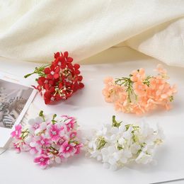 Flores decorativas 50/100 piezas de simulación de cabeza de flor de Hortensia, guía de camino de boda, tocado de novia, accesorios de pared DIY para el hogar