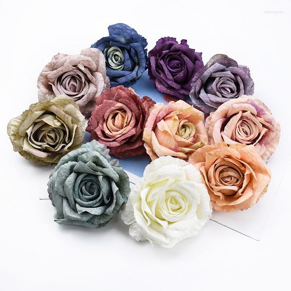 Fleurs décoratives 50/100 pièces en gros décorations de noël artificielles pour la maison mariage accessoires de mariée liquidation soie Roses tête