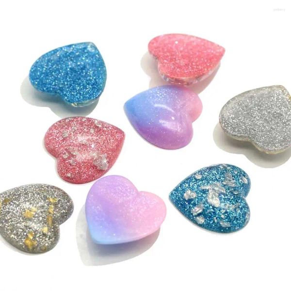 Fleurs décoratives 50/100 / gros Twinkle Small Heart Resin Cabochon Flat Back Sticker pour anneau de jouet Faire des cheveux Clip Accessoire