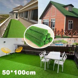 Decoratieve bloemen 50 100 cm kunstmatige gras buitentuin nep turf tapijt balkon vloerkleed achtertuin/terras decor tuinieren faux gazon roll