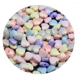 Fleurs décoratives 50/100p 11mm perles acryliques colorées coeur à facettes entretoise pour la fabrication de bijoux résultats femmes enfants bricolage perles pour enfants
