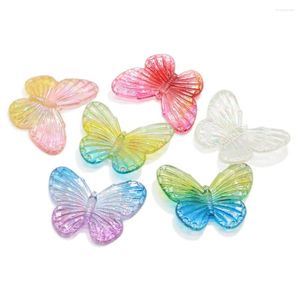 Decoratieve bloemen 50/100 stcs Acryl gradiënt vlinder flatback cabochon cartoon dier sieraden charmes diy ambachtelijke decoratie haarclip
