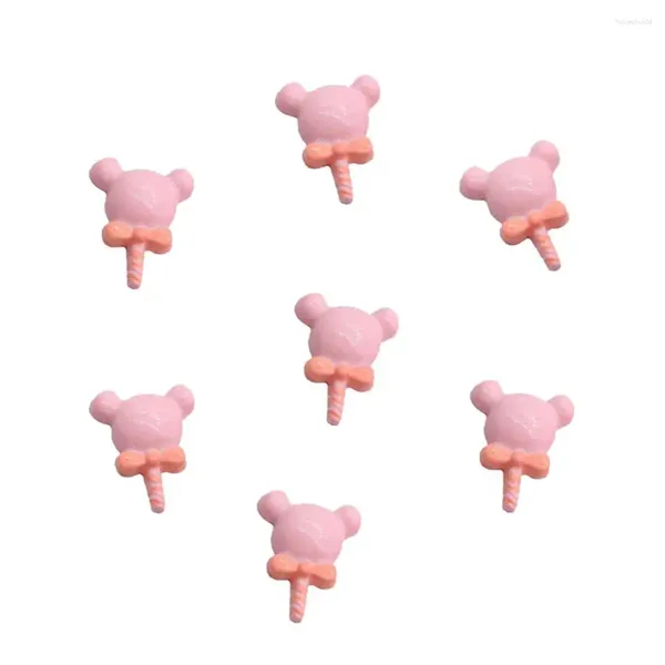 Fleurs décoratives 50 / 100pcs Migne Rose Rose Lollipop Mouse / Bear Head Bow Candy Flatback Cabochoning Scrapbooking DIY Téléphone