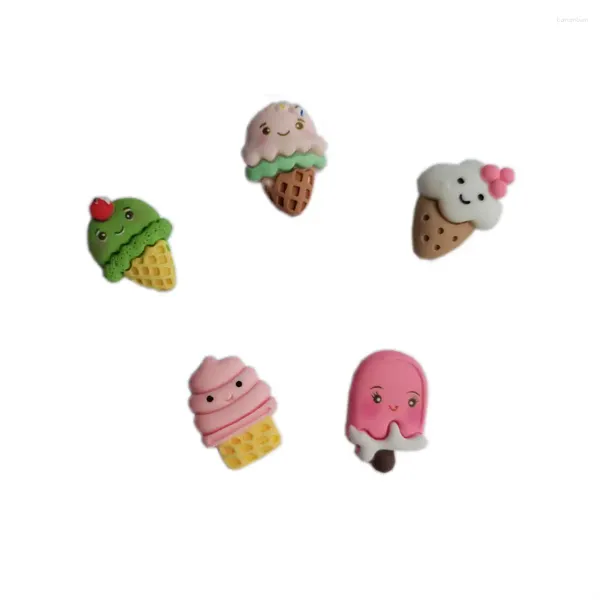 Fleurs décoratives 50 / 100pcs yiwu Resin faits à la main Resin Kawaii Ice Cream Smile Popsicle Charms pour décoration de téléphone