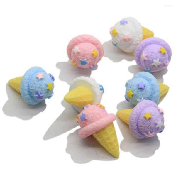 Fleurs décoratives 50 / 20pcs 3D Miniature Star Ice Cream Resin Flatback Cabochon Simulation Alimentation ACCESSOIRES Scrapbooking DIY Téléphone