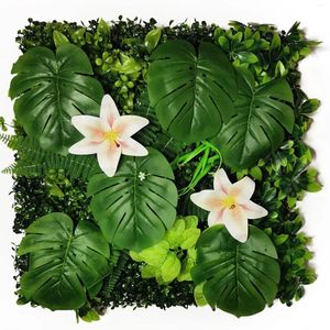 Fleurs décoratives 50 50cm pelouse artificielle Jungle fleur Lily fond de mariage vert maison plante panneau mural bureau pour Decora