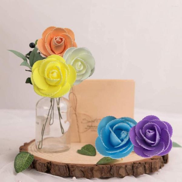 Flores decorativas 50 5cm simulación Retro ramo de rosas de seda bola bordada soporte de flores falso hogar vestido de boda decoración