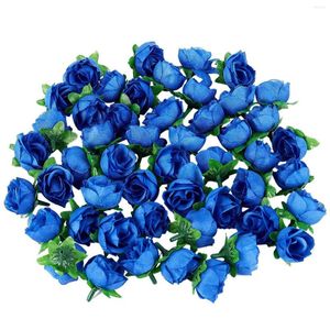 Decoratieve bloemen 50 kunstmatige rozen 3 cm lange bruiloftdecoratie marineblauw