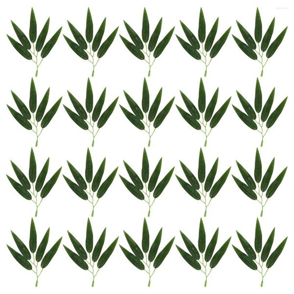 Fleurs décoratives 50 Pcs Feuilles de Bambou Artificielles Faux Plantes Vertes Maison Arbres Topiaires Extérieurs Intérieur Plastique Feuille Arbustes Soie Faux Choix