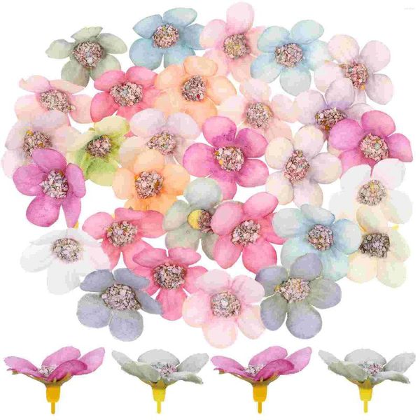 Flores decorativas 50 piezas de flores artificiales girasol decoración del hogar DIY material artesanal pequeña cabeza falsa accesorios de decoración mini novia de seda