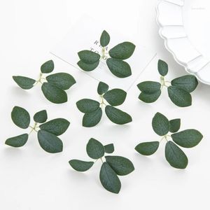 Fleurs décoratives 50 pcs plante artificielle en soie verte feuille de bricolage clip de mariage